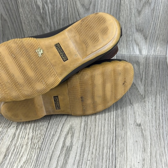 SPERRY MID CALF RAIN BOOTS SALTWATER CROC LEATHER DARK BROWN - Picture 9 of 10